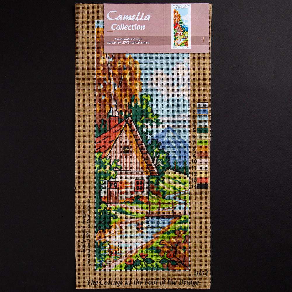 ORCHİDEA 19x50 cm Dere kenarındaki Ev Baskılı Goblen H15J